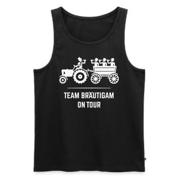 Team Bräutigam On Tour Mit Trecker (JGA / White) - Männer Premium Bio Tank Top - Schwarz - Vorne - AI Model Male 178 light (178cm)