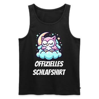 Offizielles Schlafshirt - Süßes Eulen Motiv - Männer Premium Bio Tank Top - Schwarz - Vorne - AI Model Male 178 light (178cm)