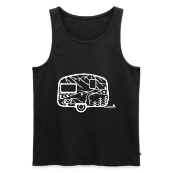 Berg - Camping Wohnwagen - (4) - Männer Premium Bio Tank Top - Schwarz - Vorne - Michal (187cm)