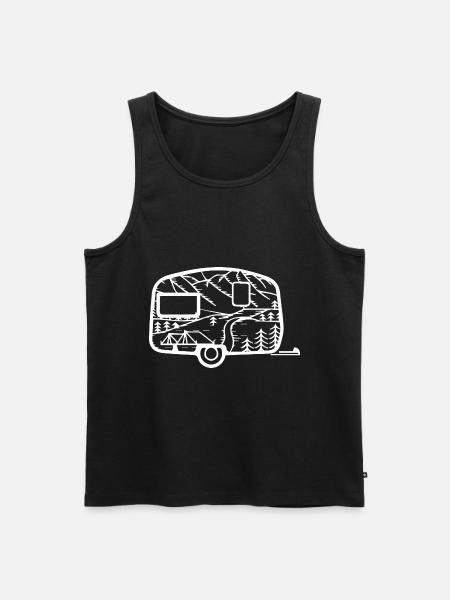 Berg - Camping Wohnwagen - (4) - Männer Premium Bio Tank Top - Schwarz