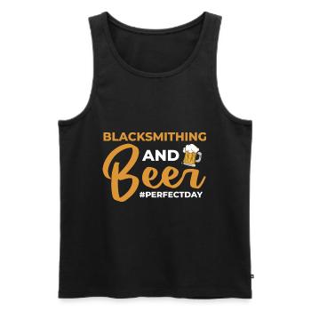 Blacksmithing and Beer perfectday Schmiedekunst - Männer Premium Bio Tank Top - Schwarz - Vorne - Michal (187cm)