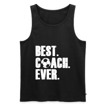 FUßBALL TRAINER T-SHIRT - Männer Premium Bio Tank Top - Schwarz - Vorne - Michal (187cm)