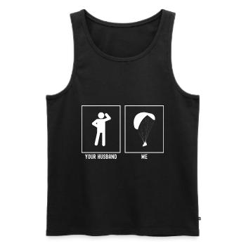 Her Husband - Me - Paragliding Duo - Men's Premium Organic Tank Top - black - Front - Michal (187cm)