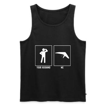 Her husband - I - sky gliding away - Men's Premium Organic Tank Top - black - Front - Michal (187cm)