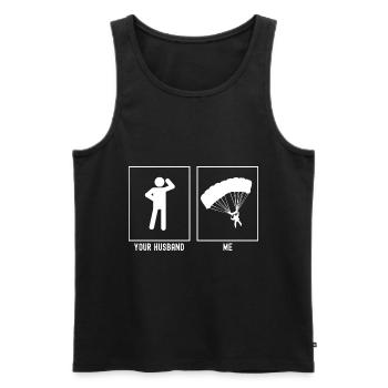 Her Husband - Me - Paragliding Action - Men's Premium Organic Tank Top - black - Front - Michal (187cm)