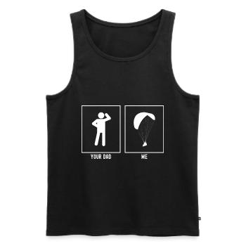 Dein Vater - Ich - Gleitschirmfliegen nach links - Männer Premium Bio Tank Top - Schwarz - Vorne - AI Model Male 178 light (178cm)