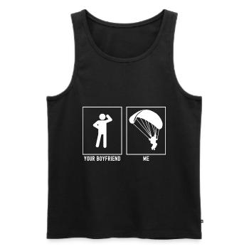 Dein Freund - Ich - Gleitschirmfliegen Landung - Männer Premium Bio Tank Top - Schwarz - Vorne - Michal (187cm)