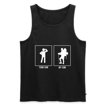 Ihr Sohn - Mein Sohn - Wandernder Mann Posed - Männer Premium Bio Tank Top - Schwarz - Vorne - Michal (187cm)