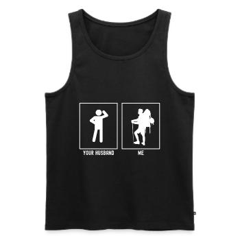 Ihr Ehemann - Ich - Wandern Vorbereitet - Männer Premium Bio Tank Top - Schwarz - Vorne - Michal (187cm)