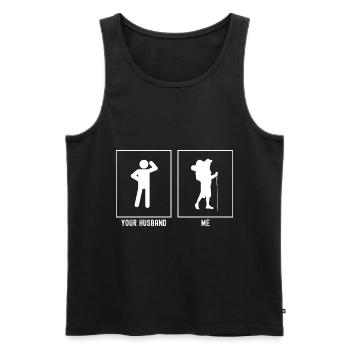 Ihr Ehemann - Ich - Wandernder Mann Entspannt - Männer Premium Bio Tank Top - Schwarz - Vorne - Michal (187cm)