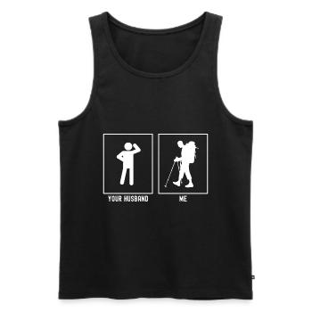 Ihr Mann - Ich - Wandern Schwer - Männer Premium Bio Tank Top - Schwarz - Vorne - Michal (187cm)