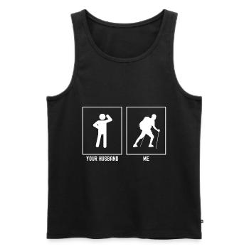 Ihr Mann - Ich - Wandern Schwierig - Männer Premium Bio Tank Top - Schwarz - Vorne - Michal (187cm)
