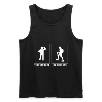 Ihr Freund - Mein Freund - Wandernder Mann(W) - Männer Premium Bio Tank Top - Schwarz - Vorne - Michal (187cm)