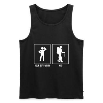 Dein Freund - Ich - Wandernd Rechts - Männer Premium Bio Tank Top - Schwarz - Vorne - Michal (187cm)