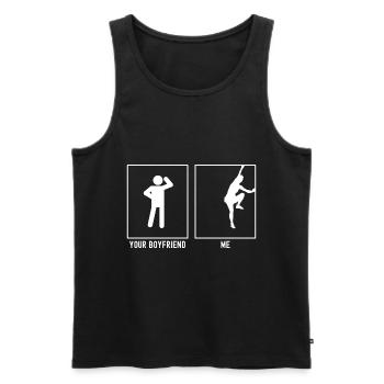 Votre ami - moi - grimper en haut à droite - Débardeur bio Premium Homme - noir - Devant - Michal (187cm)