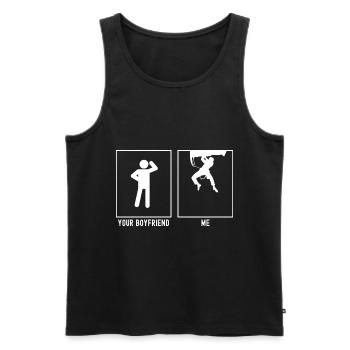 Your friend - me - climbing above - Men's Premium Organic Tank Top - black - Front - Michal (187cm)