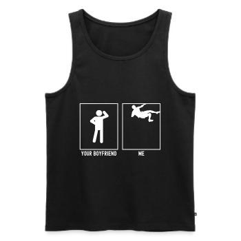 Your friend - me - climbing difficult - Men's Premium Organic Tank Top - black - Front - Michal (187cm)