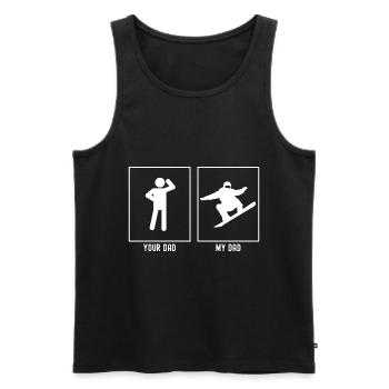 Dein Vater - Mein Vater - Snowboarding bergauf - Männer Premium Bio Tank Top - Schwarz - Vorne - Michal (187cm)