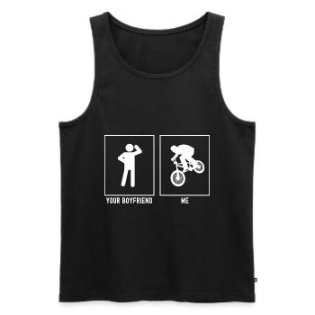 Dein Freund - Ich - Mountainbiking - Männer Premium Bio Tank Top - Schwarz - Vorne - Michal (187cm)