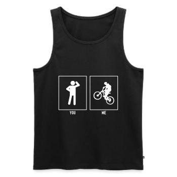 Sie - Ich - Mountainbiking Profi - Männer Premium Bio Tank Top - Schwarz - Vorne - Michal (187cm)