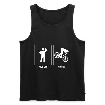 Votre fils - Mon fils - Descente à vélo - Débardeur bio Premium Homme - noir - Devant - Michal (187cm)