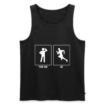 Dein Vater - Ich - Aufgeregt zum Laufen - Männer Premium Bio Tank Top - Schwarz - Vorne - Michal (187cm)