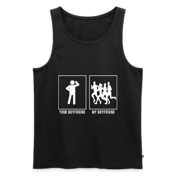 Votre ami - Mon ami - Courir un marathon - Débardeur bio Premium Homme - noir - Devant - Michal (187cm)