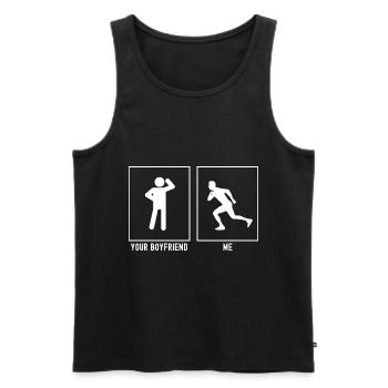 Dein Freund - Ich - Laufende Aktivität links - Männer Premium Bio Tank Top - Schwarz - Vorne - AI Model Male 178 light (178cm)