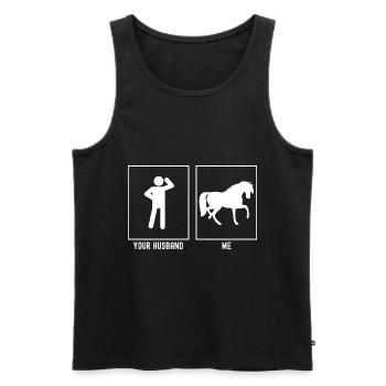 Ihr Ehemann - Ich - Pferd auf einem Bein - Männer Premium Bio Tank Top - Schwarz - Vorne - AI Model Male 178 light (178cm)