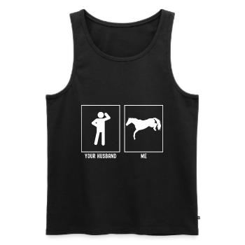Your husband - me - horse - Men's Premium Organic Tank Top - black - Front - Michal (187cm)