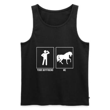 Votre ami - moi - cheval au galop - Débardeur bio Premium Homme - noir - Devant - AI Model Male 178 light (178cm)