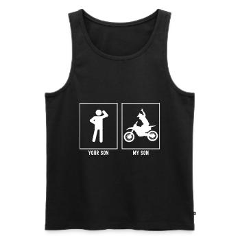 Dein Sohn - Mein Sohn - Motorrad No Hands - Männer Premium Bio Tank Top - Schwarz - Vorne - Michal (187cm)