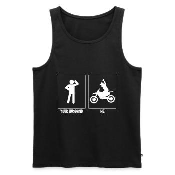 Ihr Ehemann - Ich - Motorrad No-Hands - Männer Premium Bio Tank Top - Schwarz - Vorne - Michal (187cm)