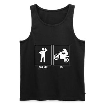 Ton père - moi - moto extrême - Débardeur bio Premium Homme - noir - Devant - Michal (187cm)