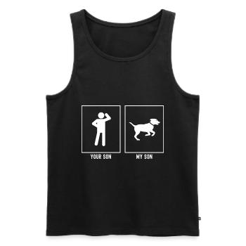 Votre fils - Mon fils - Dog Runs - Débardeur bio Premium Homme - noir - Devant - AI Model Male 178 light (178cm)