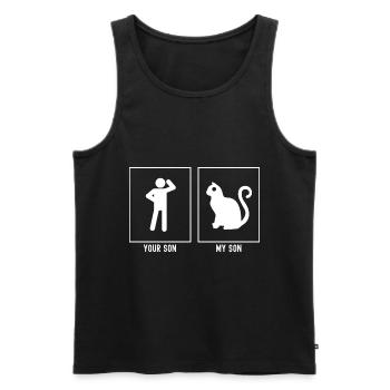 Ihr Sohn - Mein Sohn - Katze Vektor - Männer Premium Bio Tank Top - Schwarz - Vorne - Michal (187cm)
