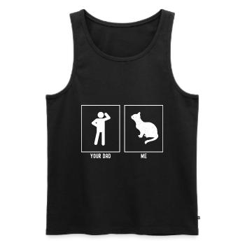 Dein Vater - Ich - Katze geduldig wartend - Männer Premium Bio Tank Top - Schwarz - Vorne - AI Model Male 178 light (178cm)