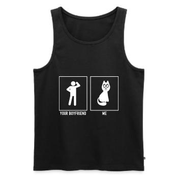 Dein Freund - Ich - Katze Große Augen - Männer Premium Bio Tank Top - Schwarz - Vorne - Michal (187cm)