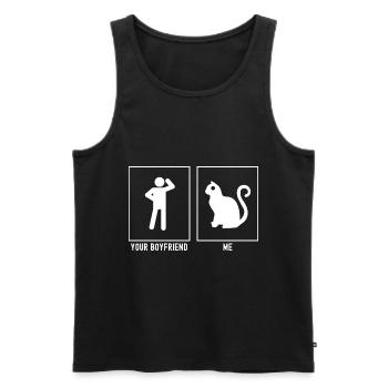 Dein Freund - Ich - Katzen Design - Männer Premium Bio Tank Top - Schwarz - Vorne - Michal (187cm)