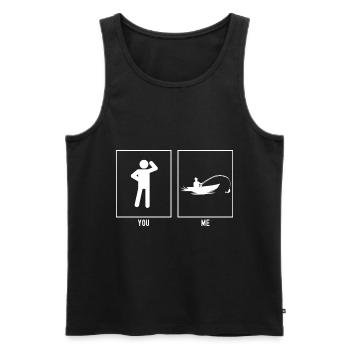 Vous - Moi - Pêche paisible - Débardeur bio Premium Homme - noir - Devant - Michal (187cm)
