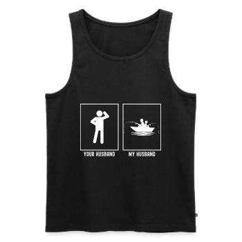 Your Husband - My Husband - Fishing Side by Side - Men's Premium Organic Tank Top - black - Front - AI Model Male 178 light (178cm)