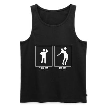 Dein Sohn - Mein Sohn - Fußball-Brustwurf - Männer Premium Bio Tank Top - Schwarz - Vorne - Michal (187cm)