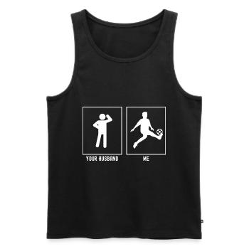 Her Husband - Me - Soccer Kid Kick - Men's Premium Organic Tank Top - black - Front - AI Model Male 178 light (178cm)