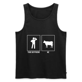 Votre ami - moi - Vache agricole - Débardeur bio Premium Homme - noir - Devant - Michal (187cm)