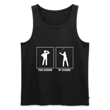 Ihr Ehemann - Mein Ehemann - Golf spielen - Männer Premium Bio Tank Top - Schwarz - Vorne - Michal (187cm)