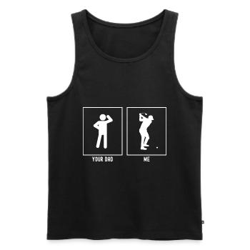 Ton père - Moi - Joue au golf - Débardeur bio Premium Homme - noir - Devant - Michal (187cm)