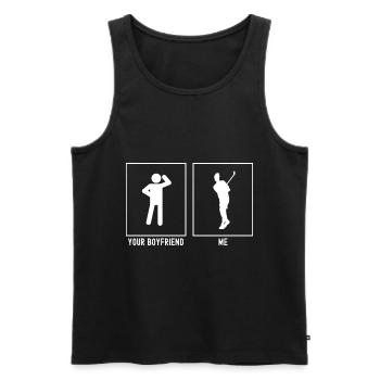 Ihr Freund - Ich - Golf Fore - Männer Premium Bio Tank Top - Schwarz - Vorne - Michal (187cm)