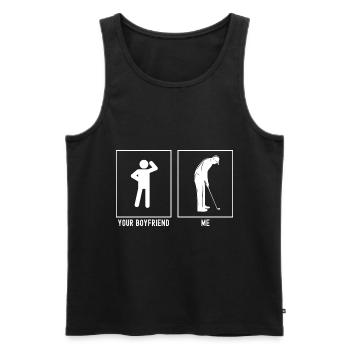 Ihr Freund - Ich - Golf Vorbereitung - Männer Premium Bio Tank Top - Schwarz - Vorne - Michal (187cm)