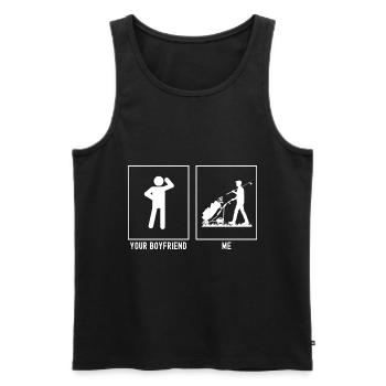 Ihr Freund - Ich - Golftasche - Männer Premium Bio Tank Top - Schwarz - Vorne - Michal (187cm)