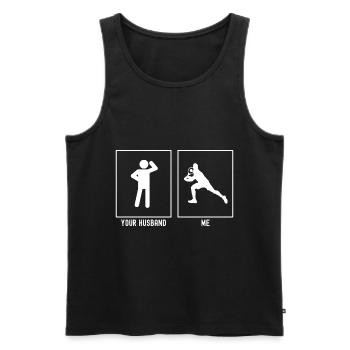 Her husband - me - tennis player blow - Men's Premium Organic Tank Top - black - Front - Michal (187cm)